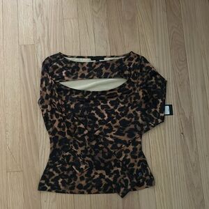 Guess shirt, leopard print, Cleavage cutout. NWT.